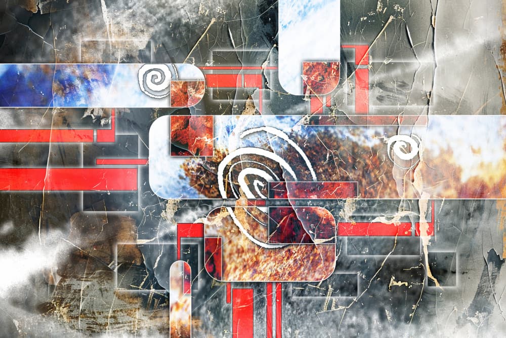 Geometric Grunge Spirals by Rafal Kulik — canvas wall art