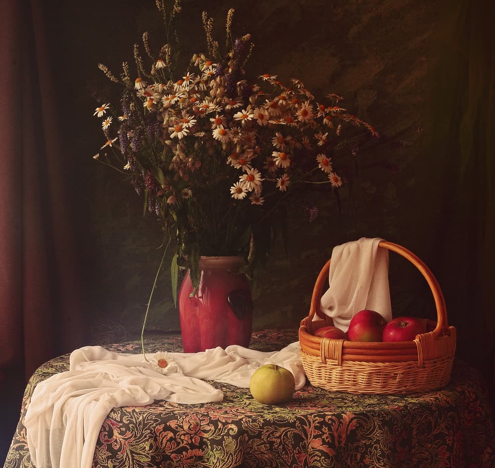 Wildflower and Apple Still Life by UstinaGreen — canvas wall art