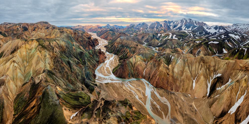 Colorful Mountain River by James Bian — canvas wall art