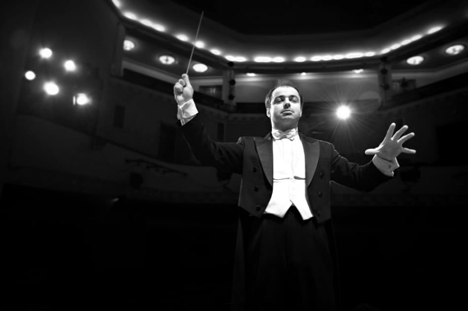 Orchestra Conductor Directing by Jure Kravanja — canvas wall art