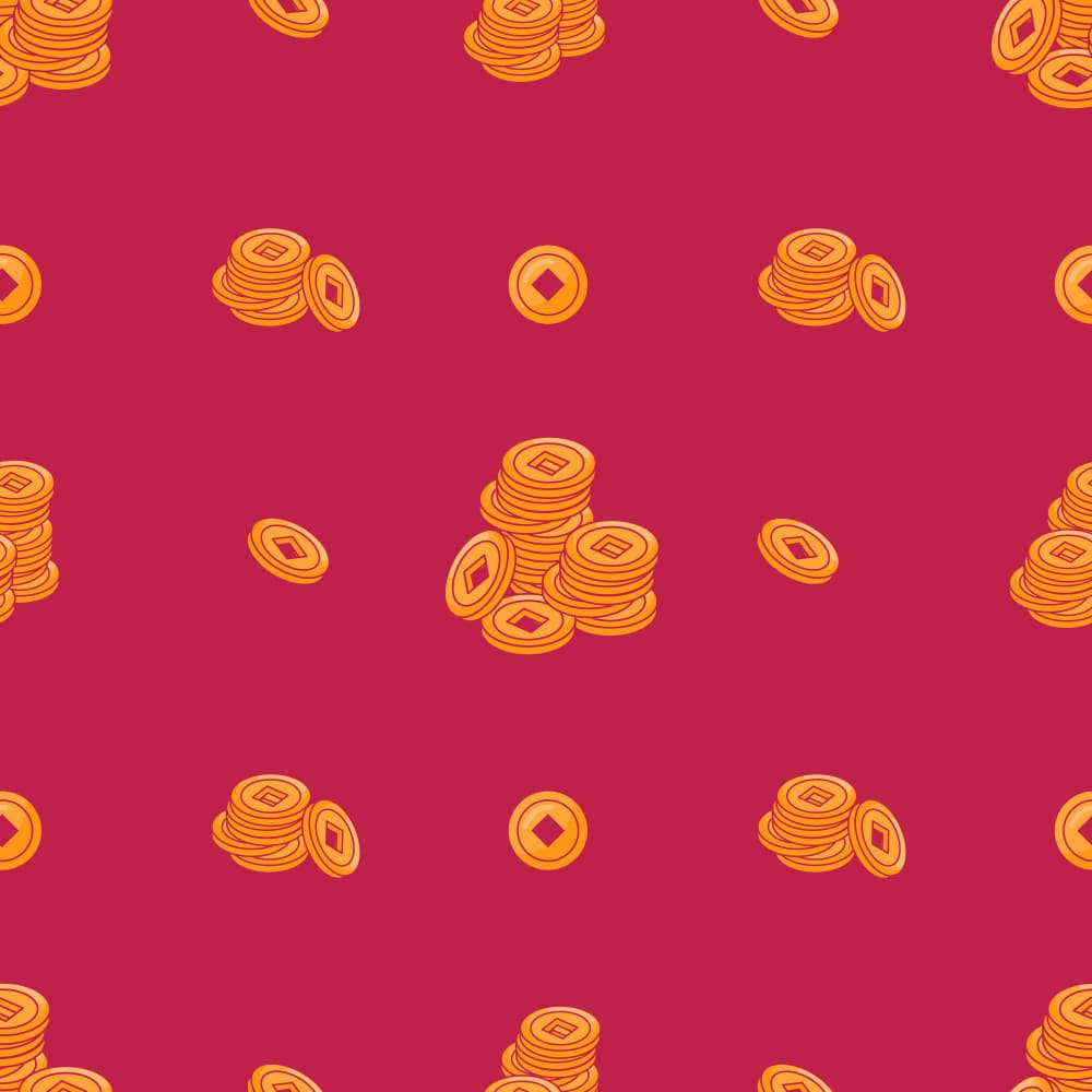Golden Chinese Prosperity Coins by Marika Barsrsind β canvas wall art