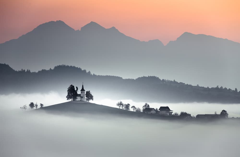 Misty Morning Church by Sandi Bertoncelj — canvas wall art
