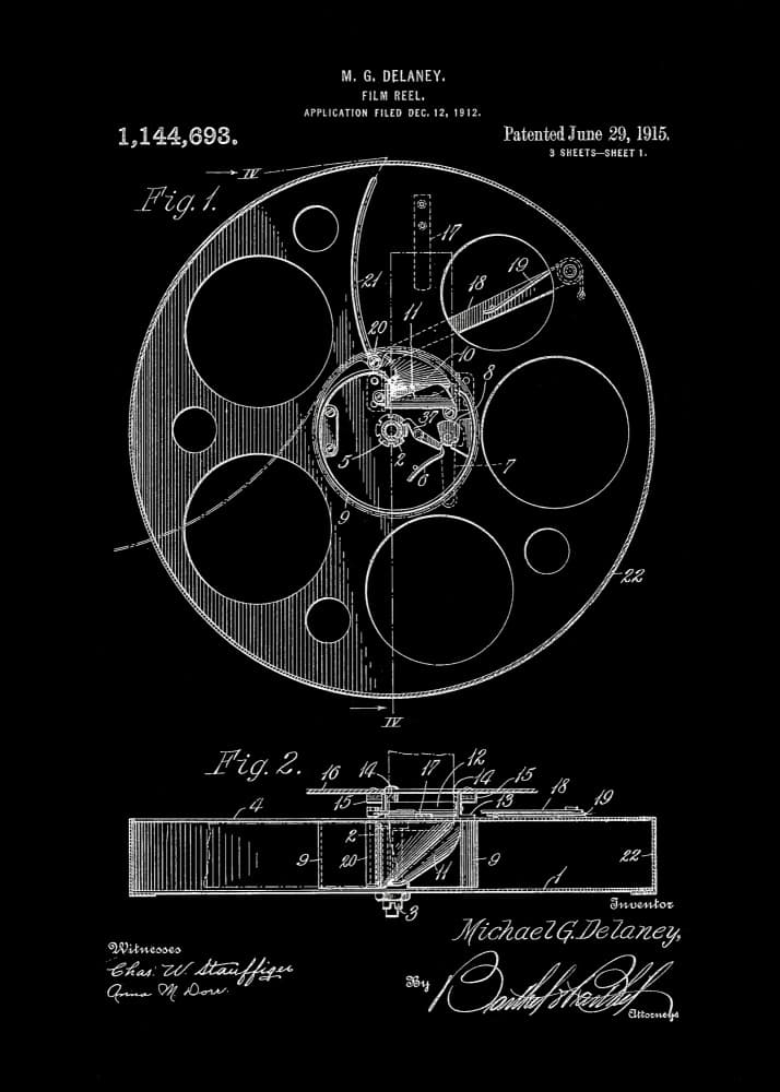 Vintage Film Reel Patent by Andreas Magnusson — canvas wall art