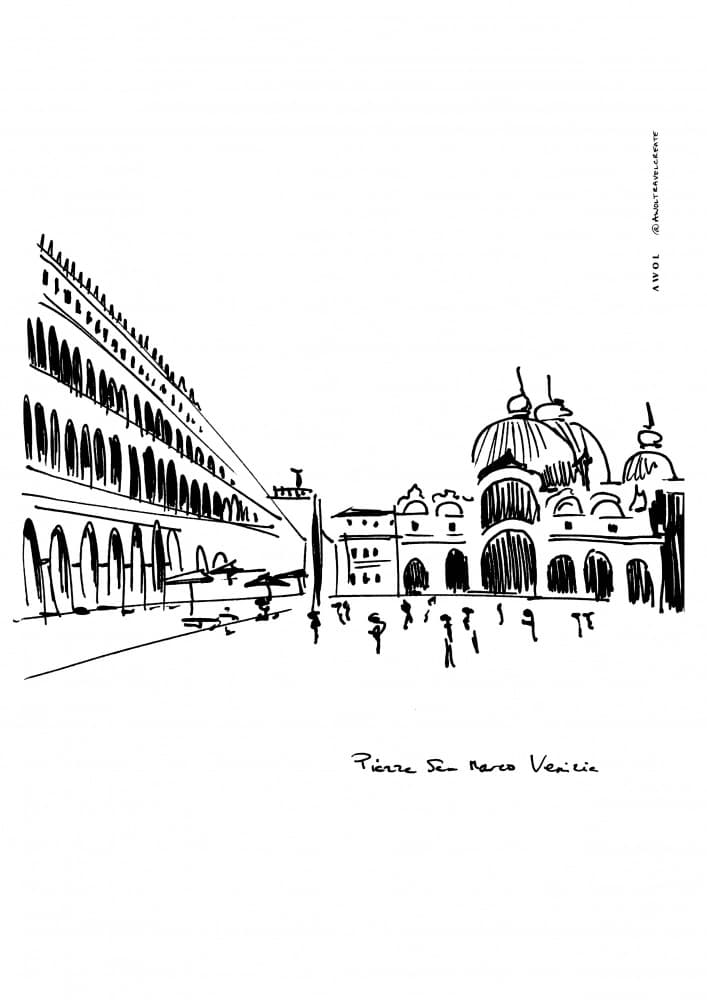 Piazza San Marco Sketch by Awol Art Alex — canvas wall art
