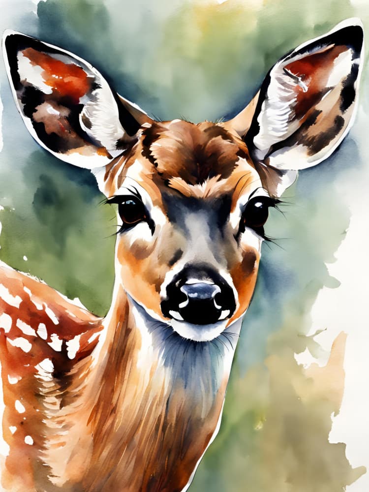 Gentle Fawn Portrait by Ohkimiko — canvas wall art
