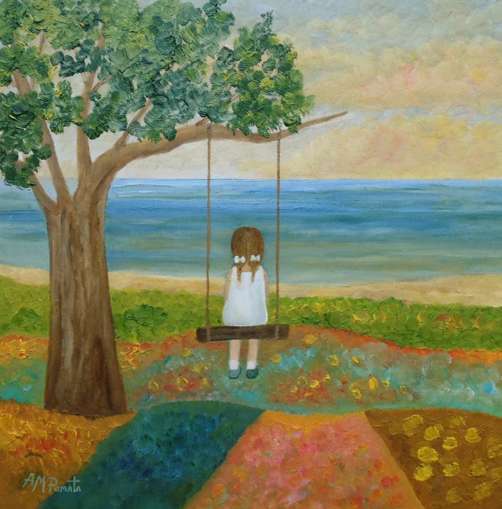 Little Girl's Ocean Dream by Angeles M. Pomata — canvas wall art