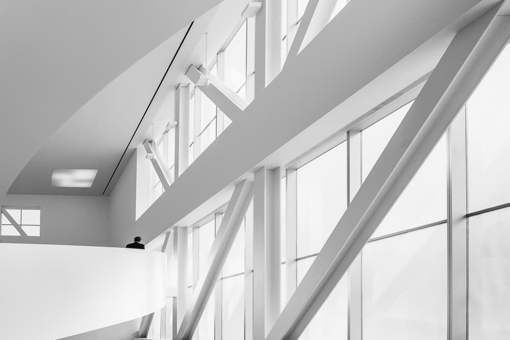 White Geometric Architecture by Michiko Ôtomo — canvas wall art