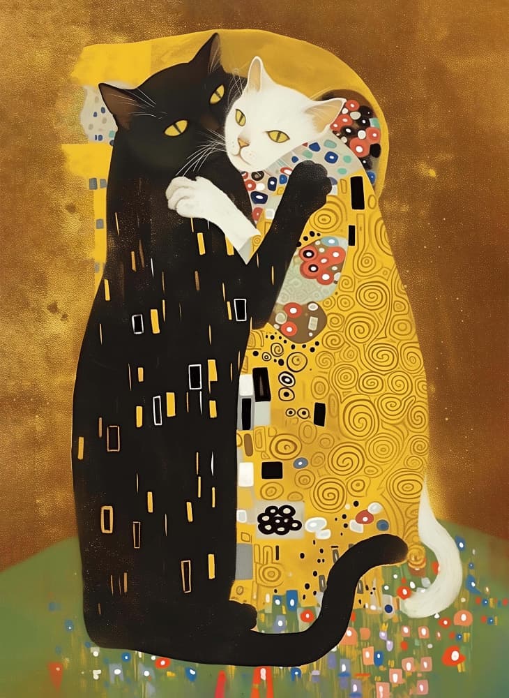 Kitty Klimt by Dikhotomy — canvas wall art