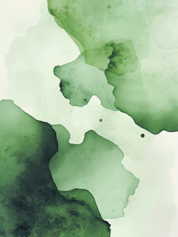 Green Watercolor Flow by Ohkimiko — canvas wall art