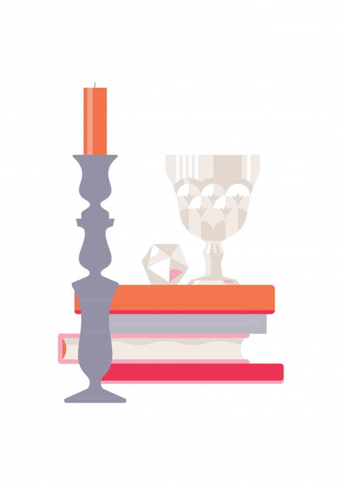 Elegant Reading Objects by Tetiana Kava Illustration — canvas wall art