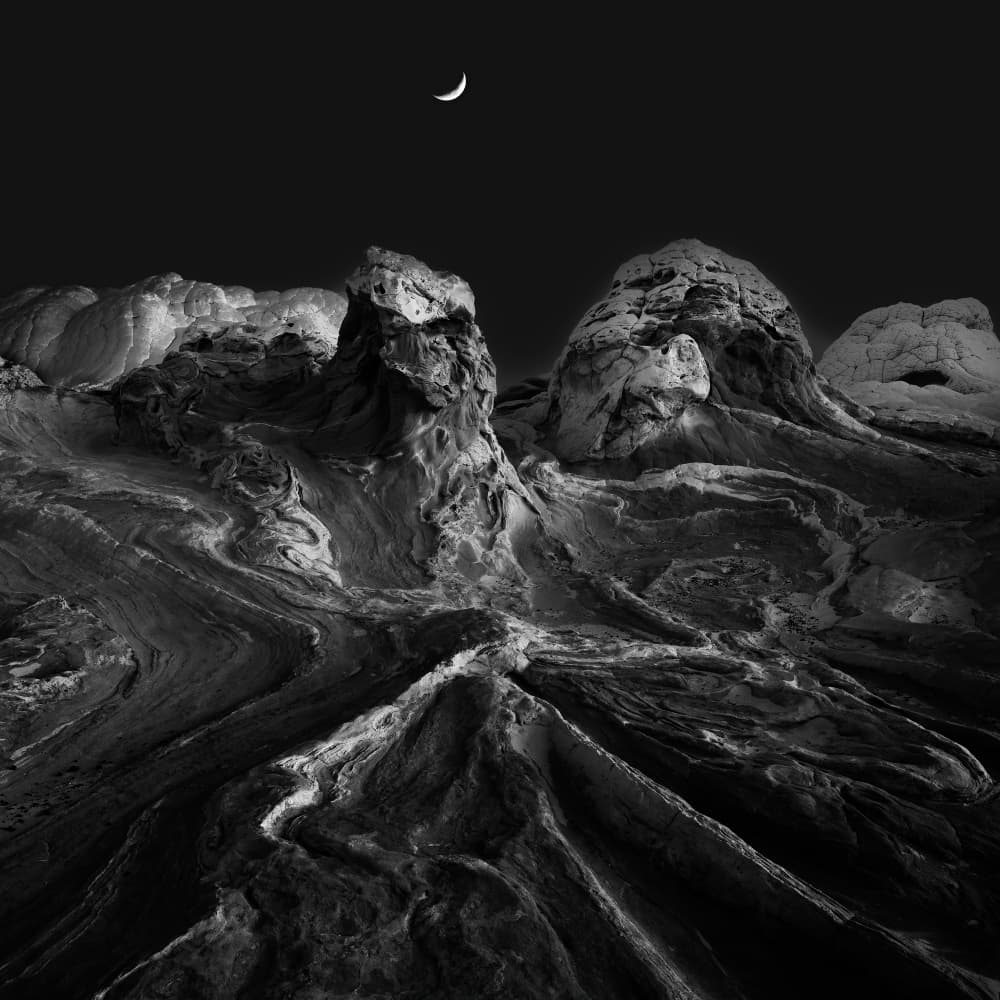Crescent Moon Desertscape by Chao Feng 天馬 — canvas wall art