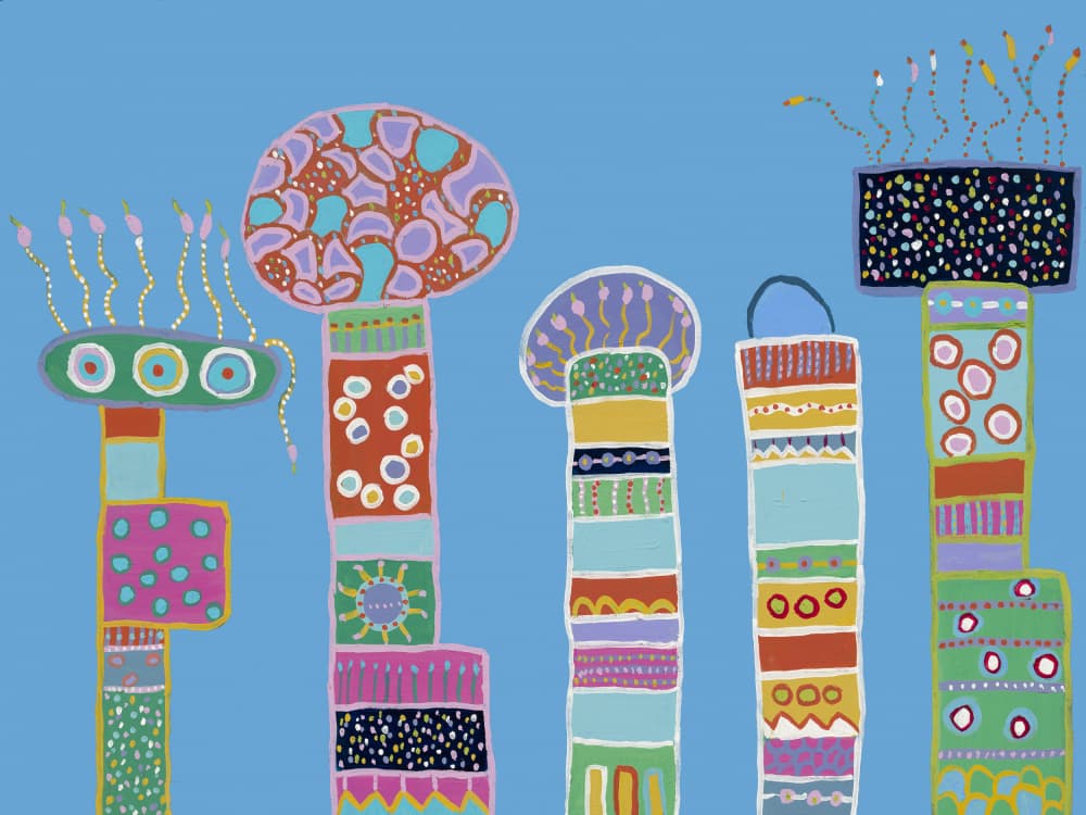 Whimsical Colorful Towers by Helen Joynson — canvas wall art