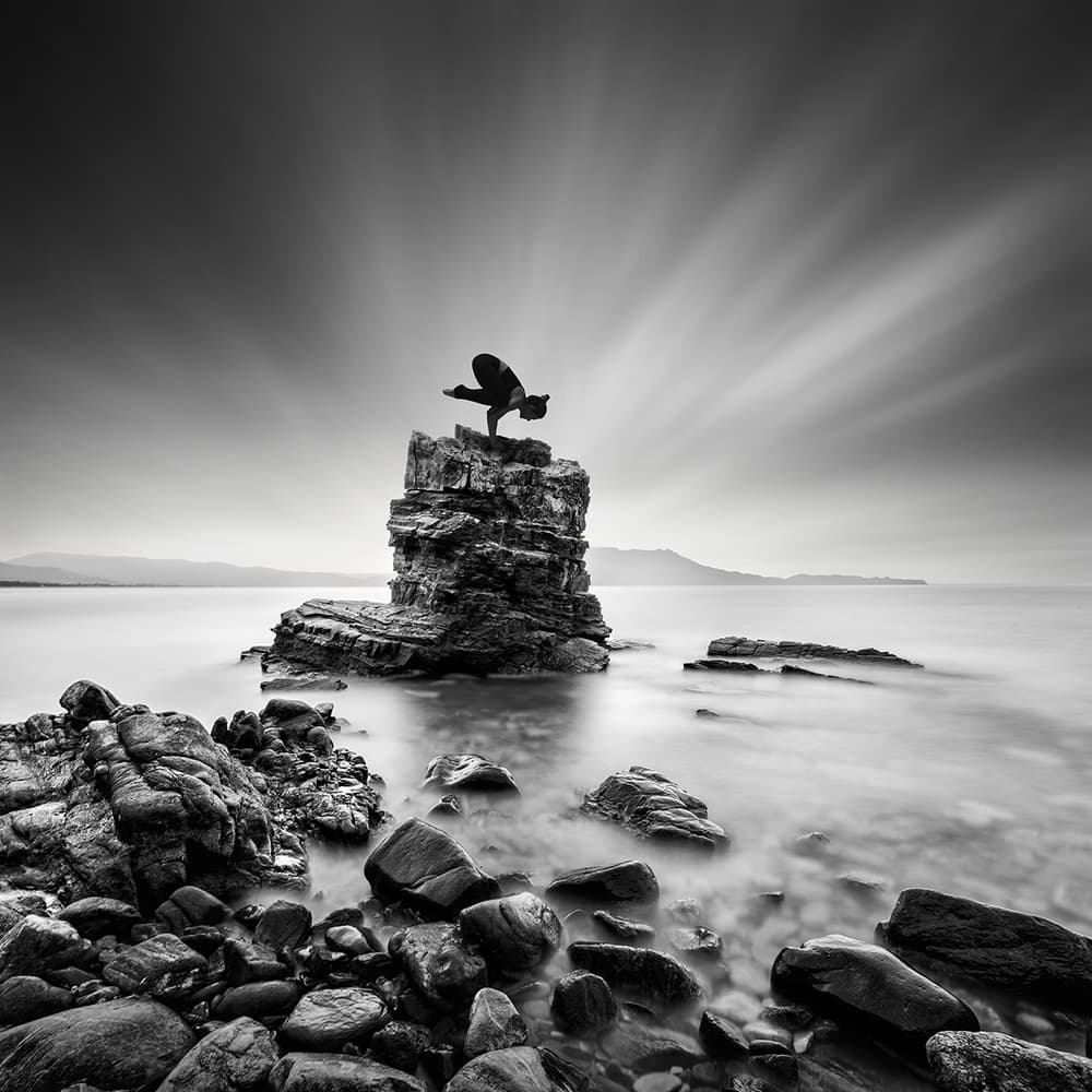 Coastal Yoga Balance by George Digalakis — canvas wall art