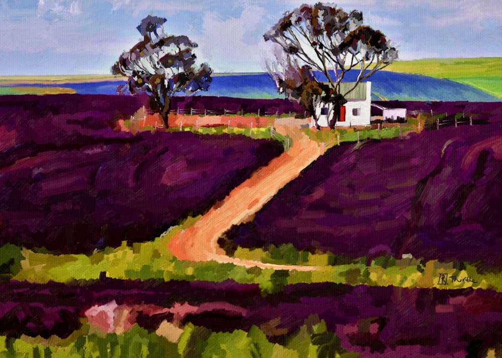 Purple Fields Farmhouse by Robert Thirtle — canvas wall art