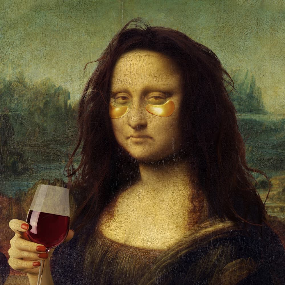 Mona Lisa Wine Night by Artem Pozdniakov — canvas wall art
