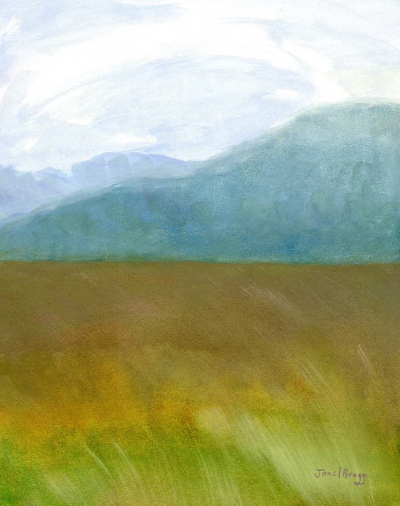 Serene Mountain Field by Janel Bragg — canvas wall art
