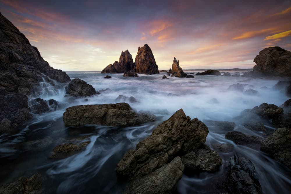 Twilight Ocean Rocks by Yan Zhang — canvas wall art