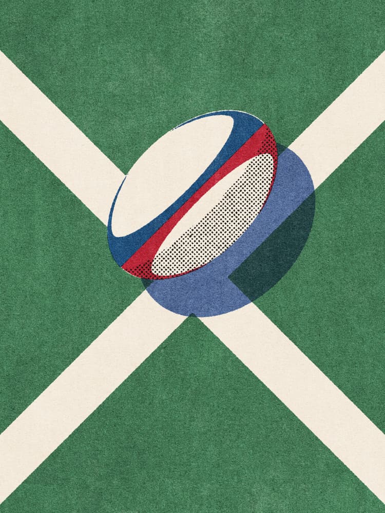 Rugby Ball Field Lines by Daniel Coulmann — canvas wall art