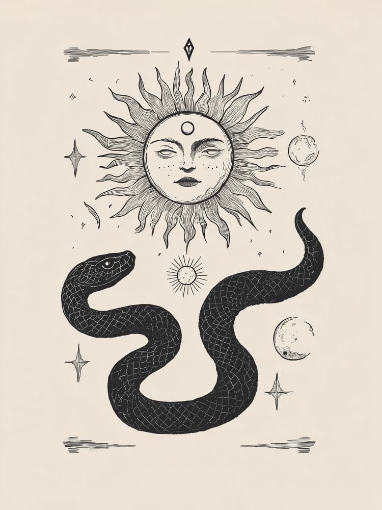 Mystical Sun and Snake by Pictufy Studio IV — canvas wall art