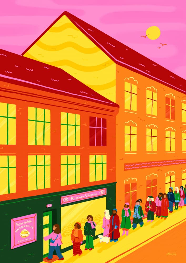 Bakery Queue at Sunset by Nanna Paavig — canvas wall art