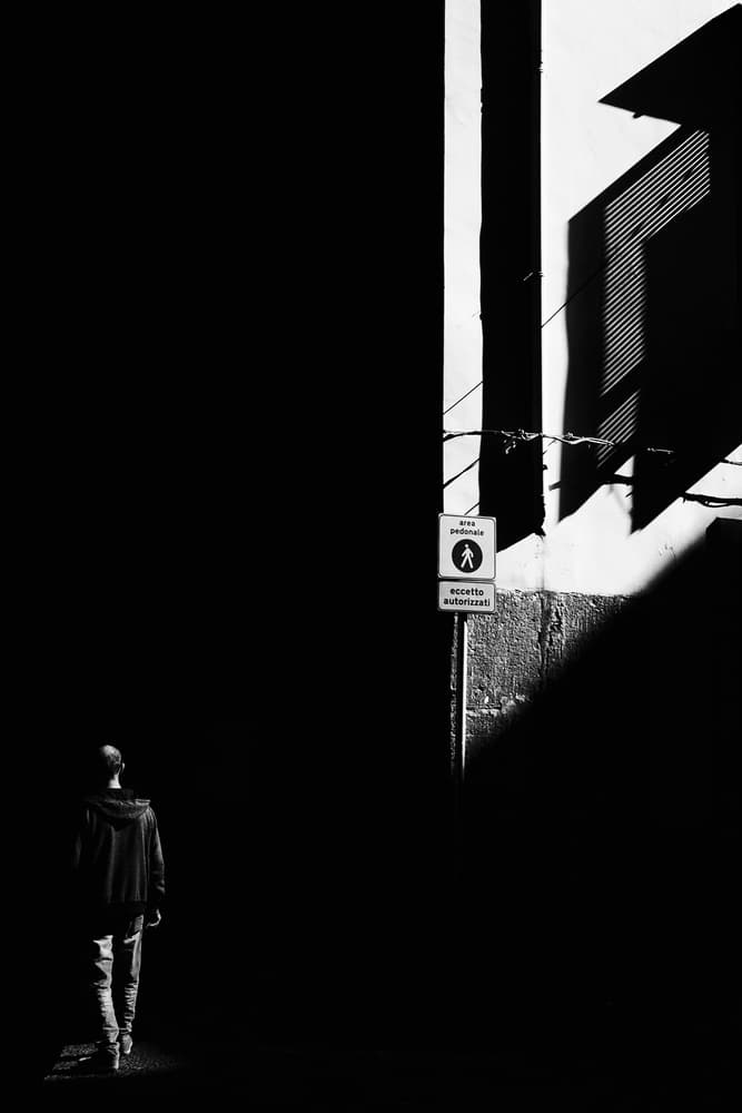 Solitary Man Urban Shadow by Antonio Grambone — canvas wall art