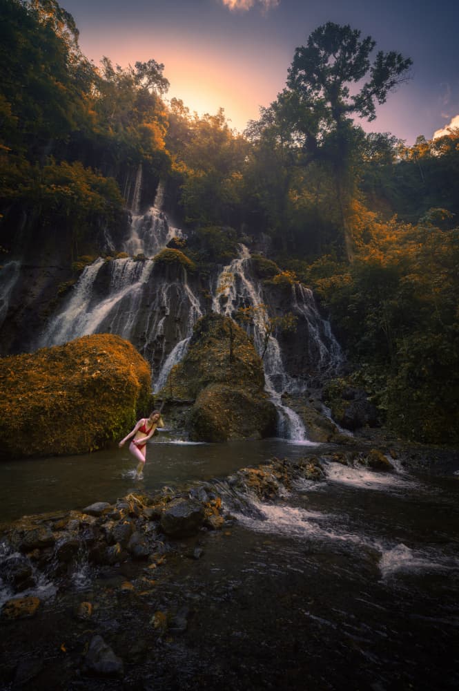 Golden Hour Waterfall Journey by SANDEEP MATHUR — canvas wall art