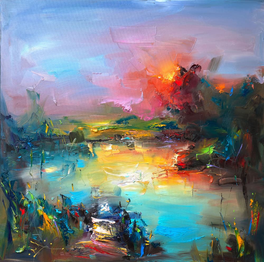 Vibrant Sunset Reflections by Stanislav Lazarov — canvas wall art