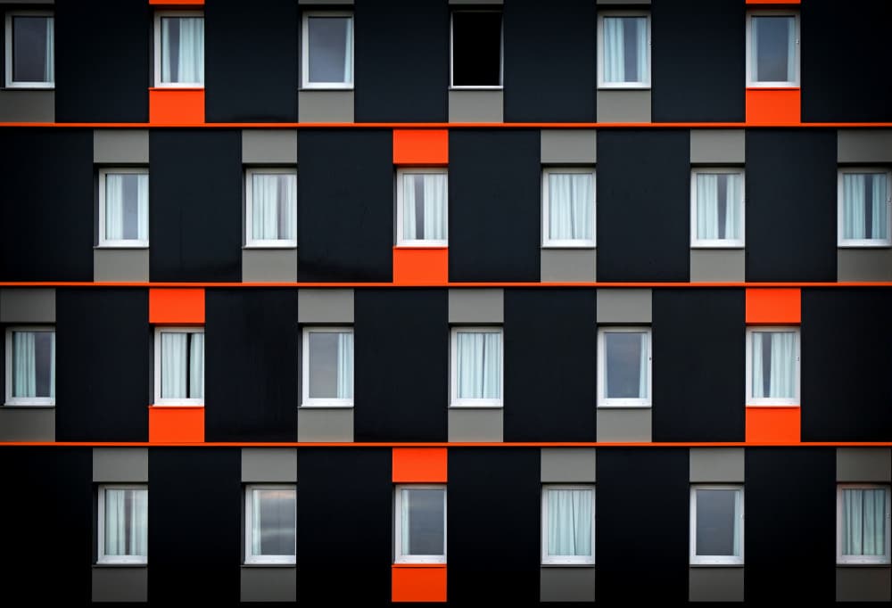 Black Orange Architecture by Roberto Parola — canvas wall art