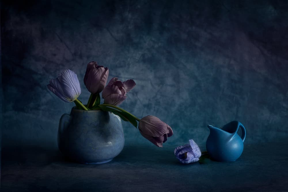 Moody Blue Tulips by Wendy Xu — canvas wall art