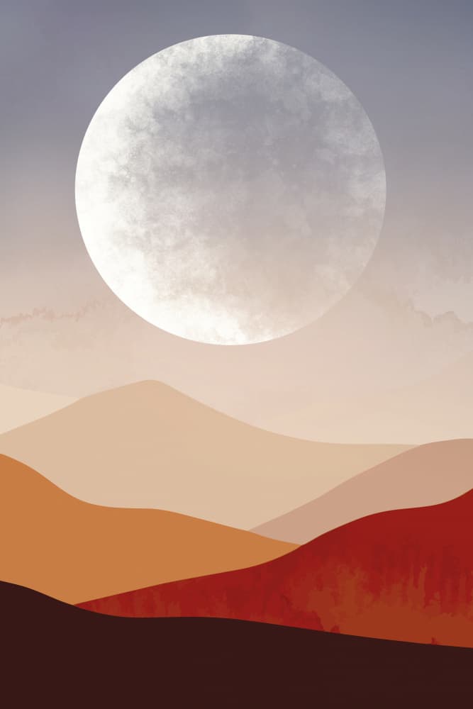 Desert Moon Mountains by EMELIEmaria — canvas wall art