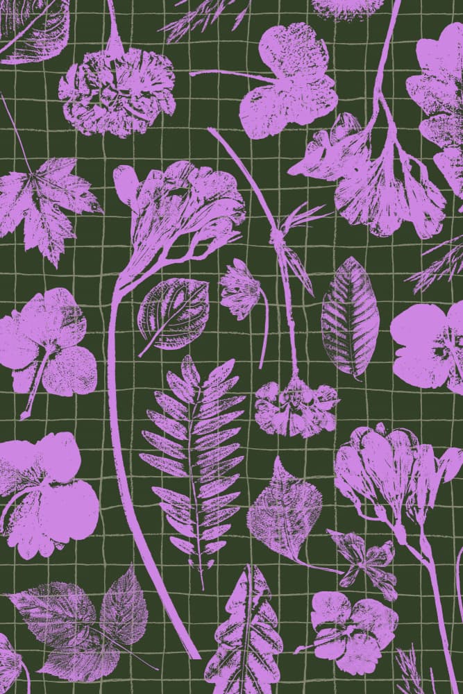 Purple Botanical Grid by Treechild — canvas wall art