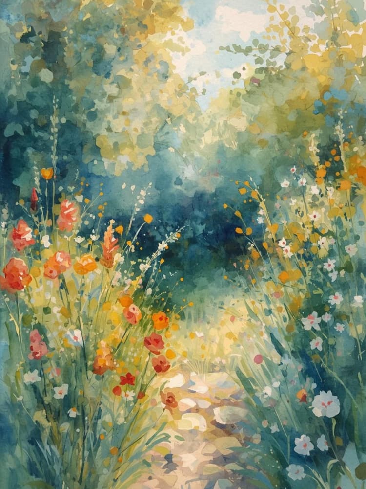 Sunlit Garden Path by Ohkimiko — canvas wall art