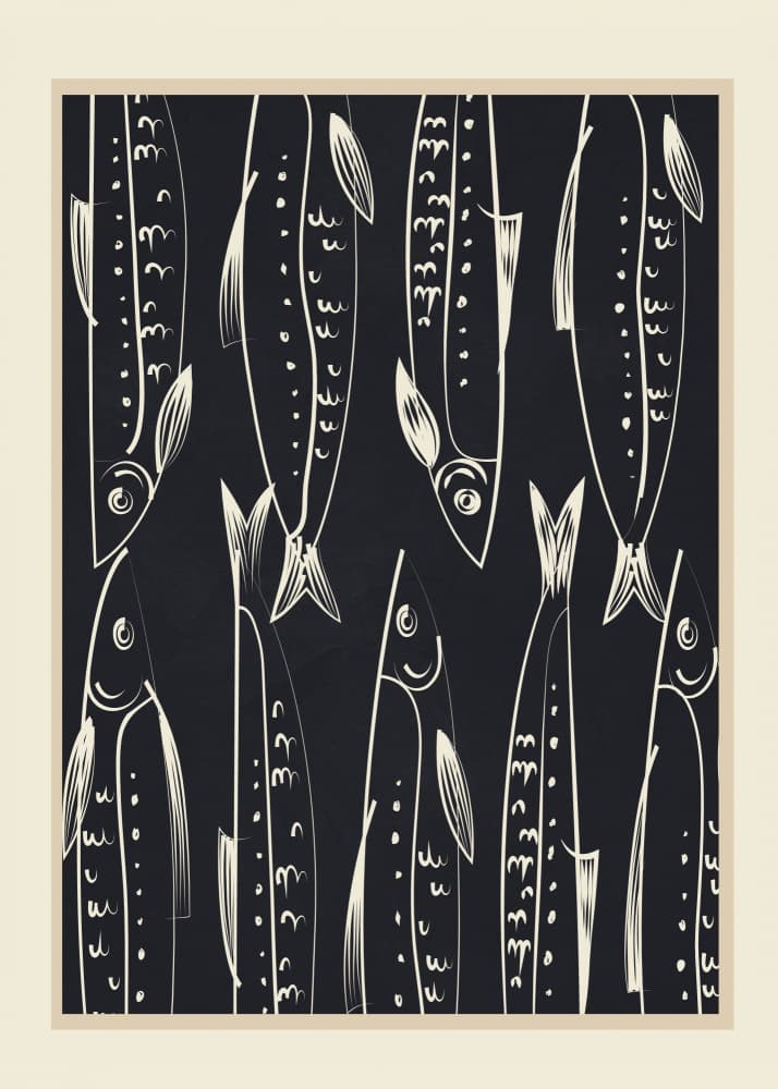 Graphic Sardine Pattern by Flow Line — canvas wall art