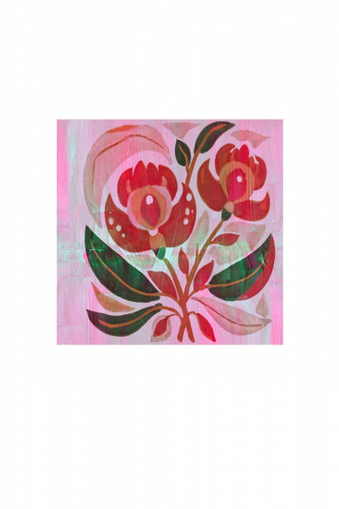 Pink Folk Flowers by casa cartissi — canvas wall art