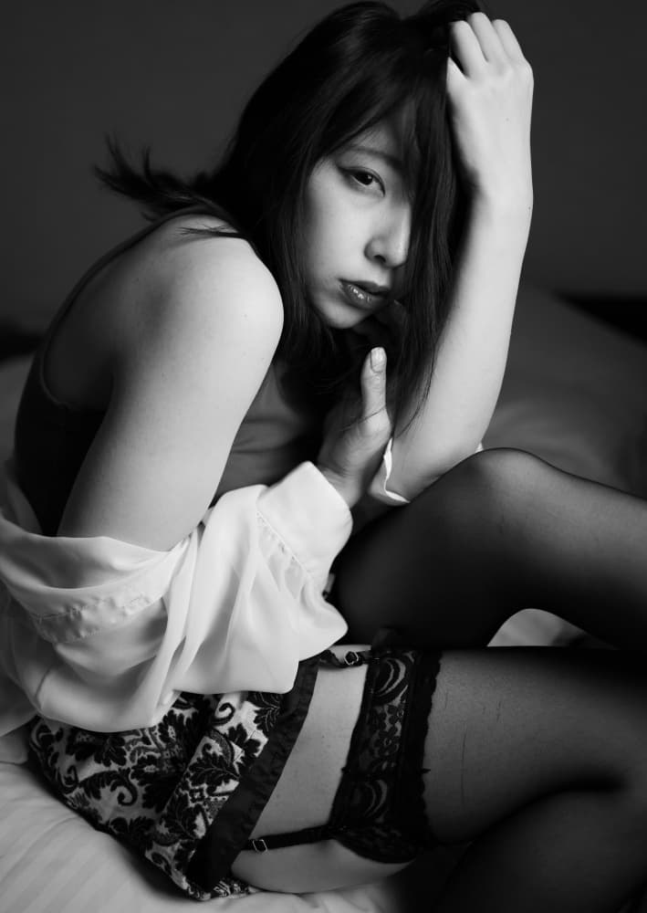Sensual Black White Portrait by Tsutomu Sakamoto — canvas wall art