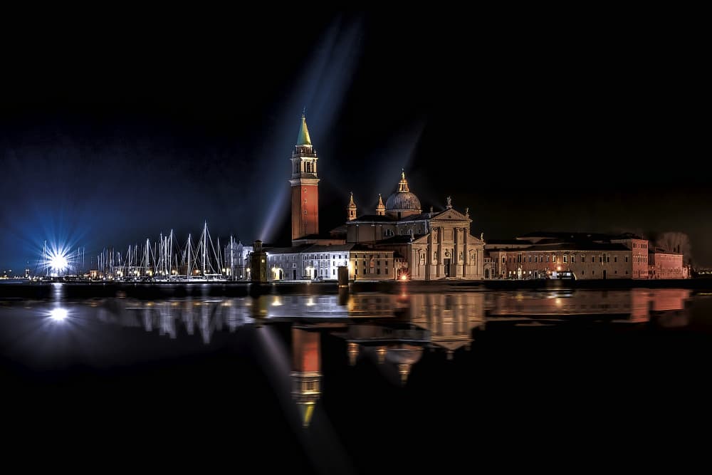 Venice Night Reflection by Michael Eßig — canvas wall art