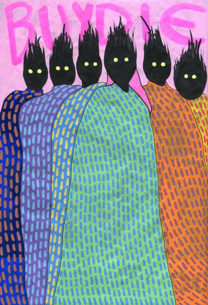 Dark Figures Glowing Eyes by Naomi Vona — canvas wall art
