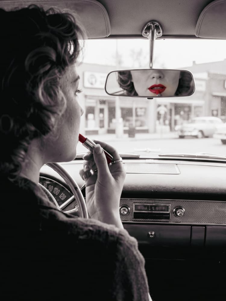 Vintage Lipstick Reflection by Andreas Magnusson — canvas wall art