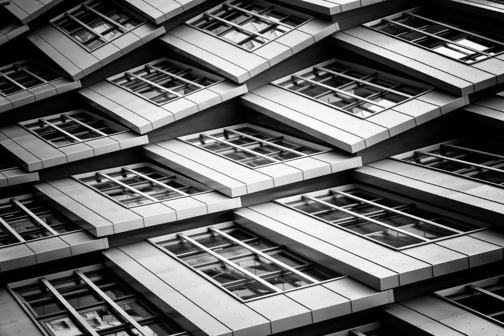 Geometric Building Facade by Peter Pfeiffer — canvas wall art