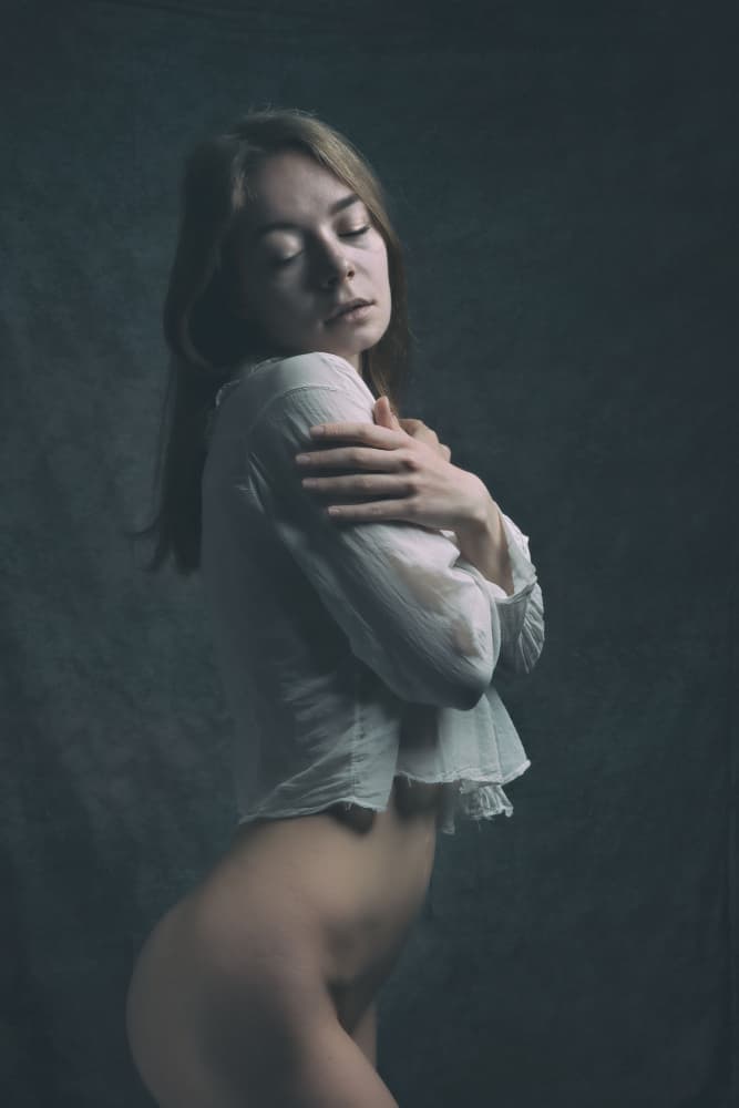 Serene Female Embrace by Ruth Franke — canvas wall art