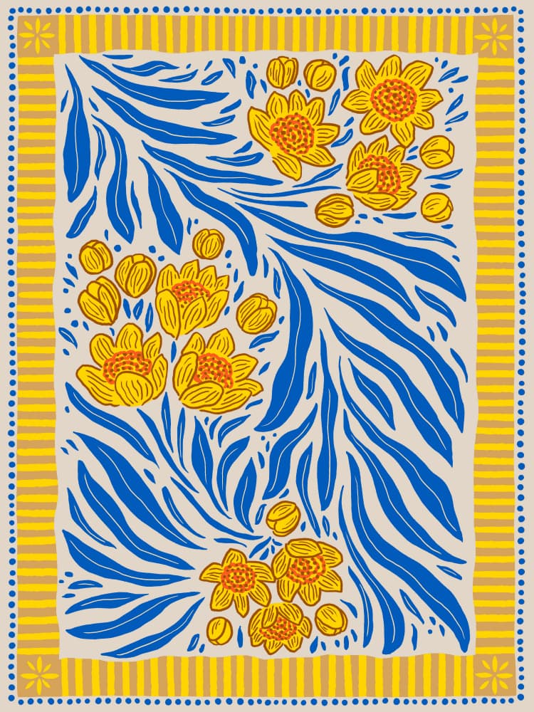 Vibrant Floral Pattern by Dana Ďuričeková — canvas wall art