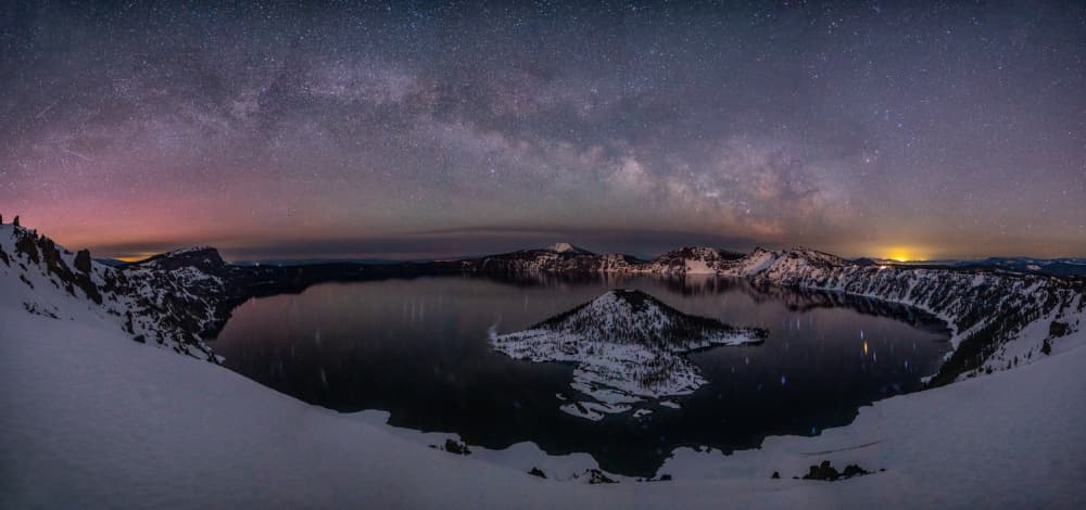 Crater Lake Winter Night by April Xie — canvas wall art