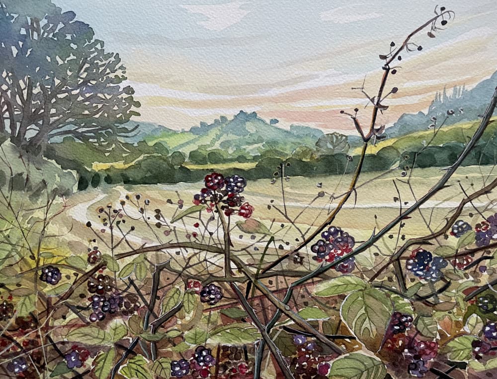 Ripe Blackberries Landscape by Luisa Millicent — canvas wall art