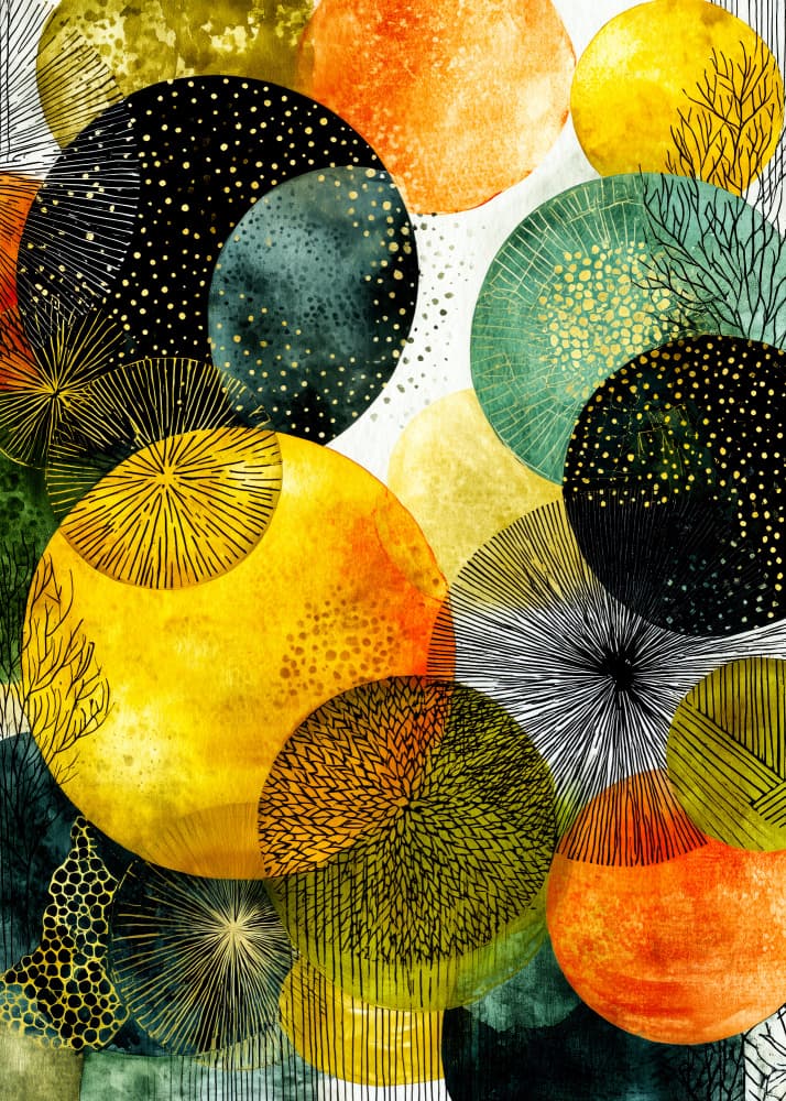 Vibrant Abstract Circles by Justyna Jaszke — canvas wall art