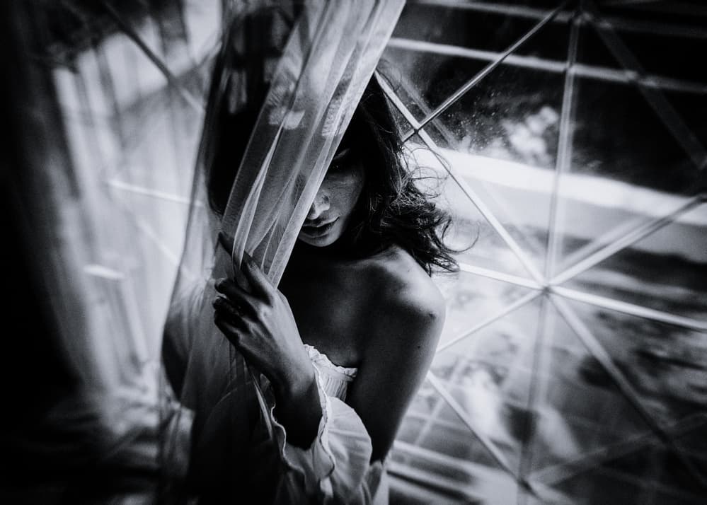 Woman Behind Sheer Veil by ADIREK M — canvas wall art