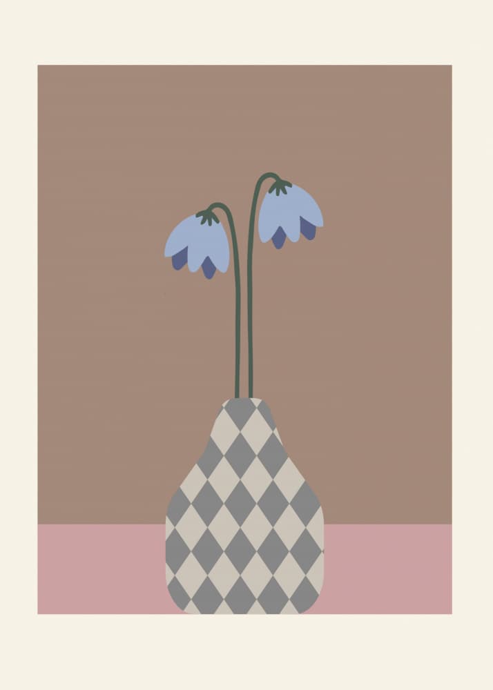 Minimalist Bellflowers In Vase by Paperago — canvas wall art