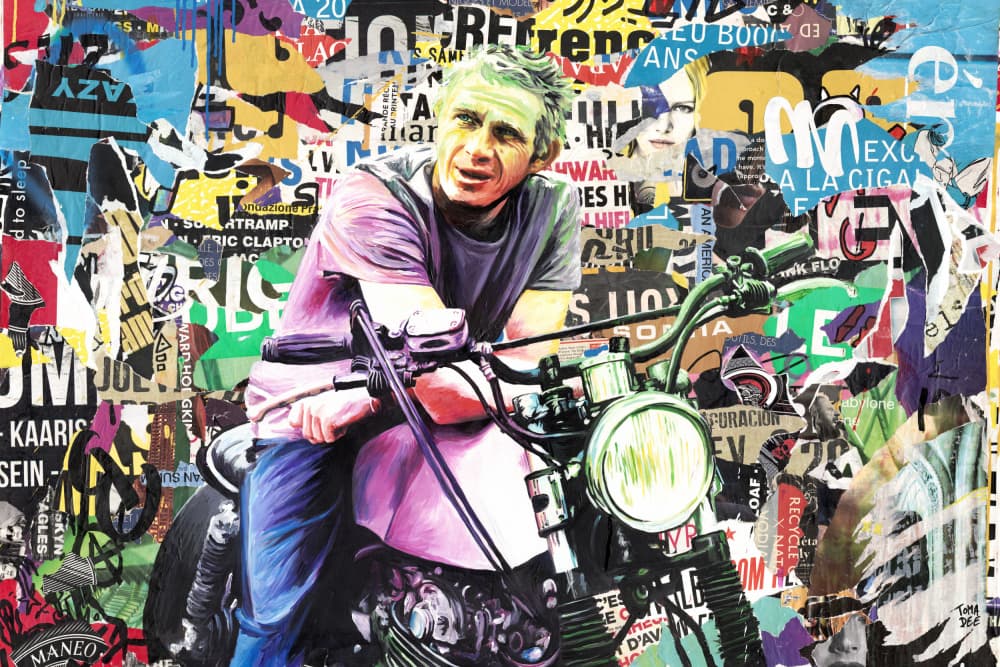 Motorcycle Man Pop Art by thomas chedeville — canvas wall art