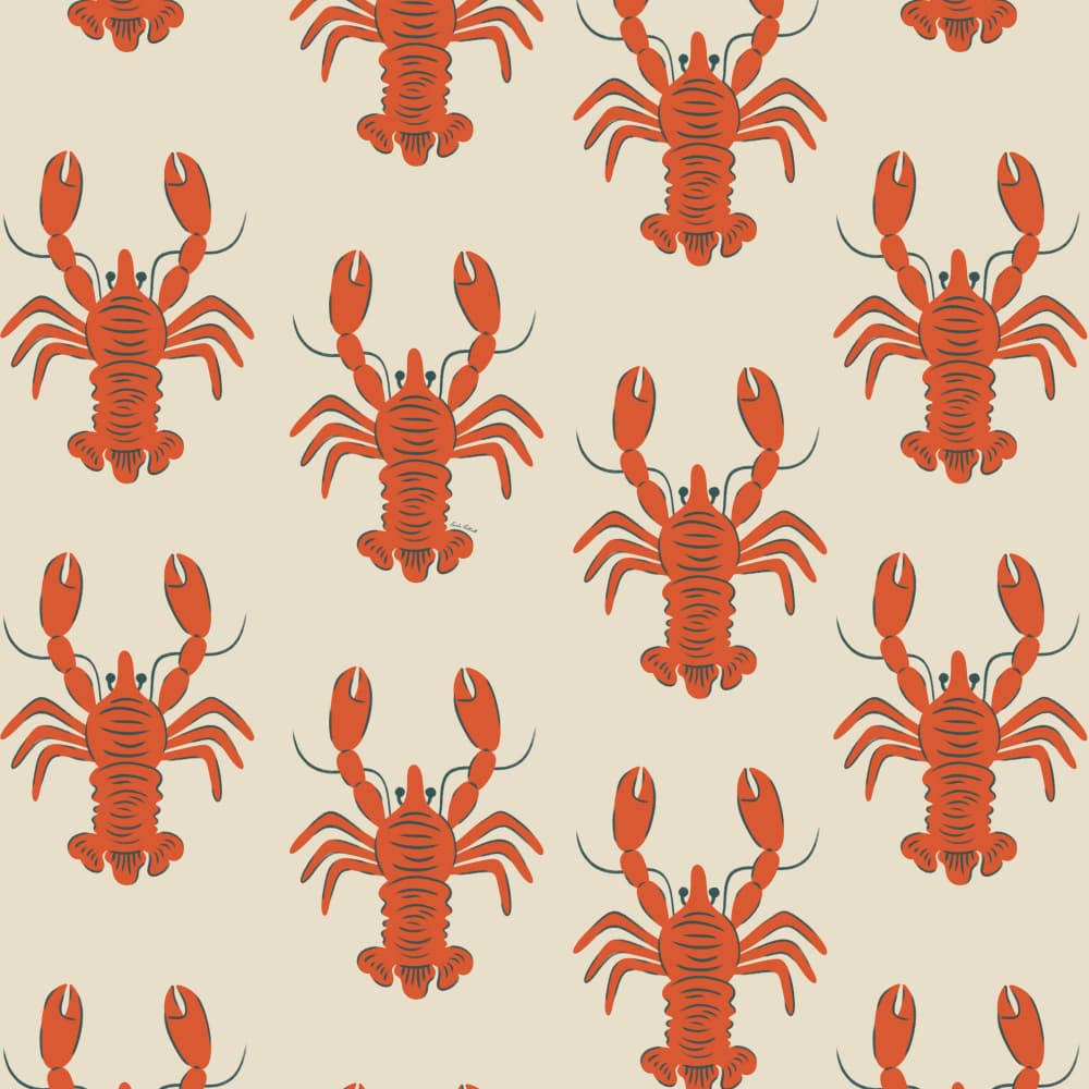 Vintage Lobster Repeat by Carrie Cantwell — canvas wall art