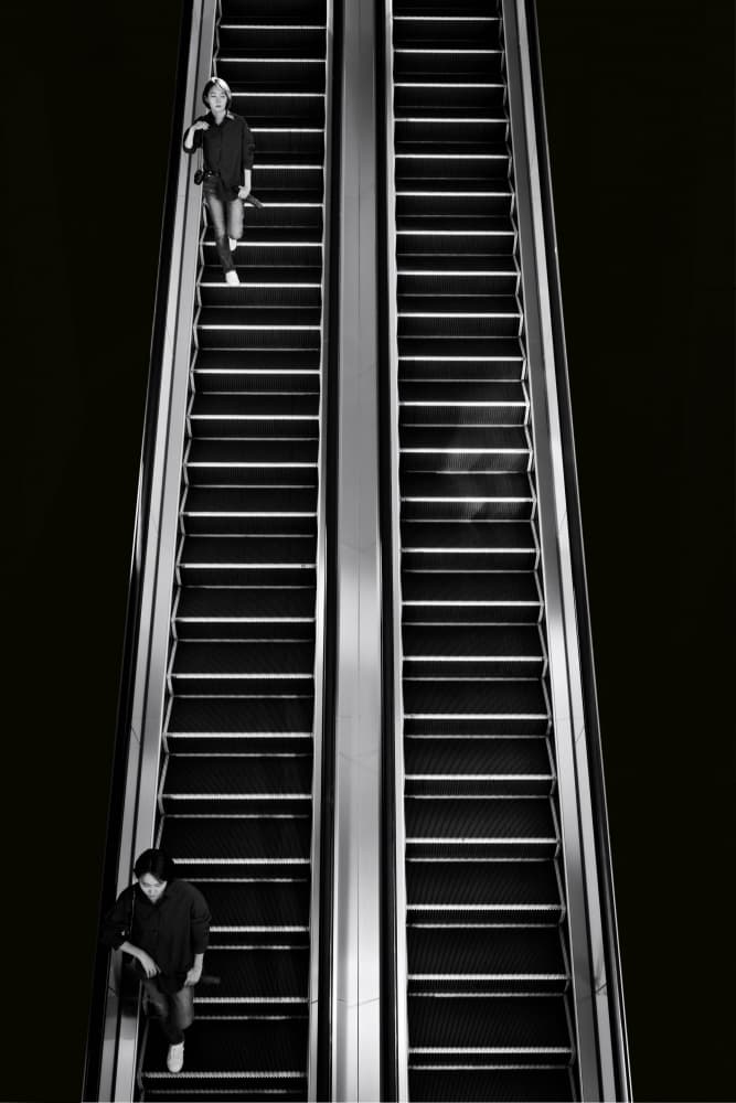 Escalator Up And Down by moucorn — canvas wall art