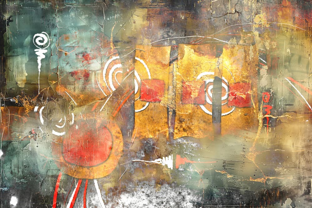 Abstract Golden Red Layers by Rafal Kulik — canvas wall art